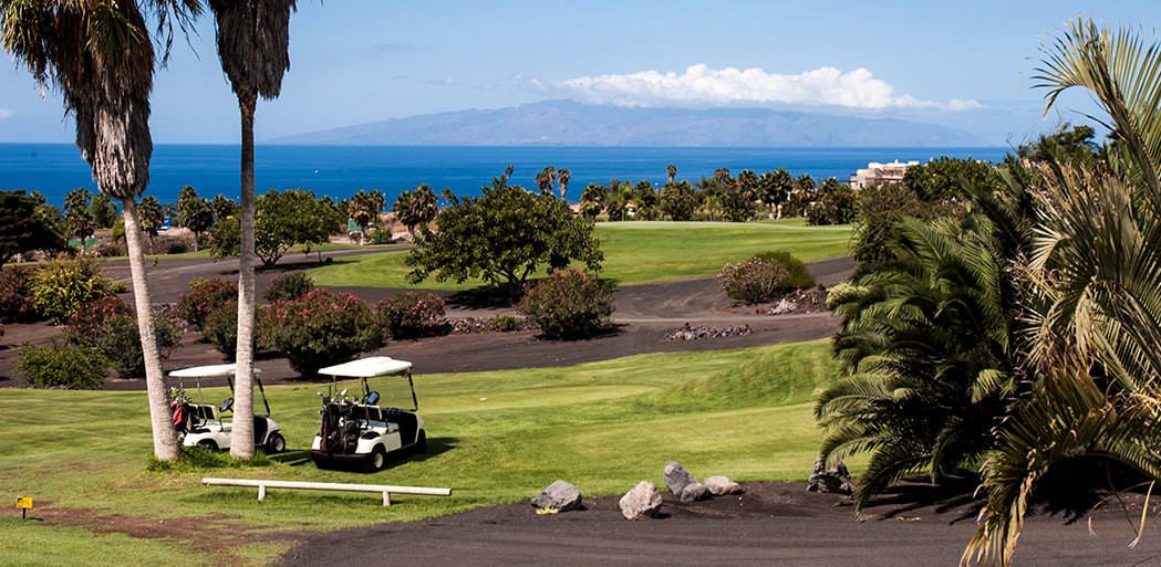Golf Costa Adeje with gomera in the background.