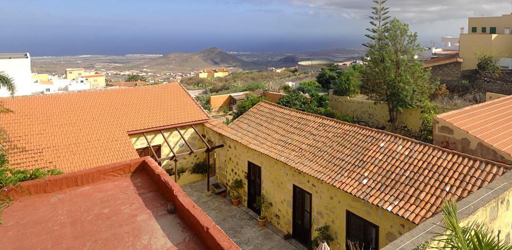 View of the courtyard and self catering cottages from above, Tenerife self catering - La Bodega, San Miguel, Tenerife.